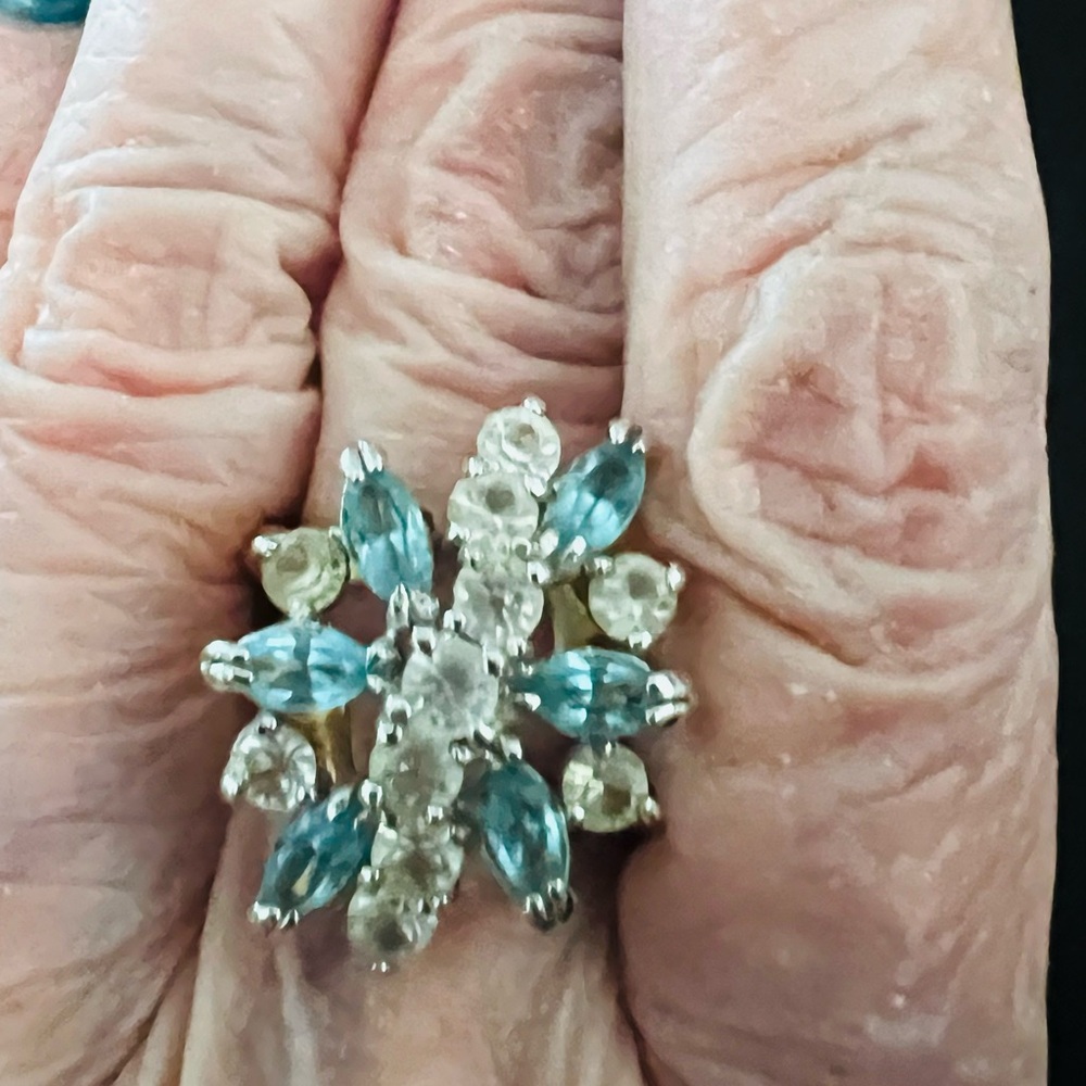 Blue Multi-Gem Cluster Ring by - Picture 5 of 8